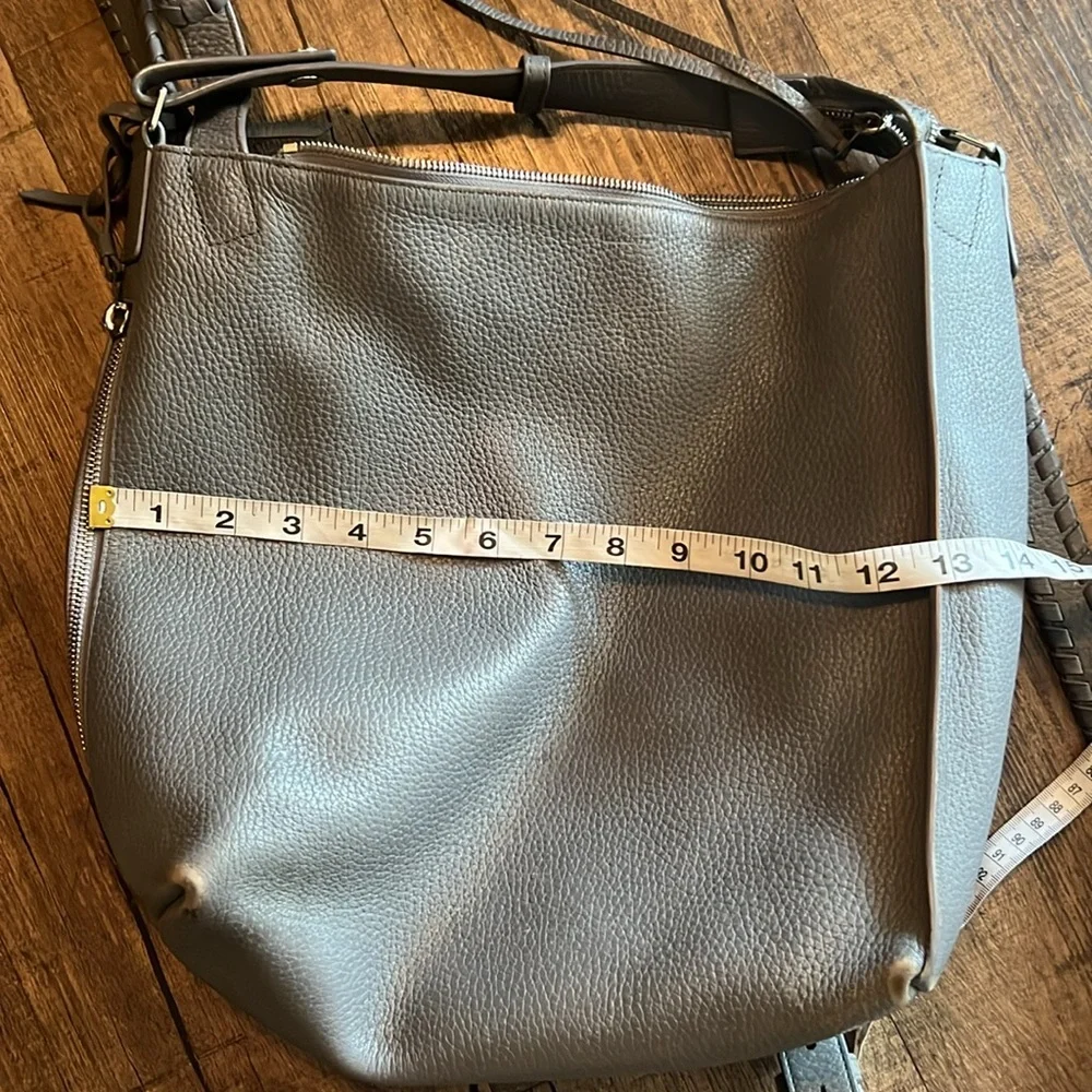All Saints Small Kita Convertible Grey Braided-Detail Leather Backpack
